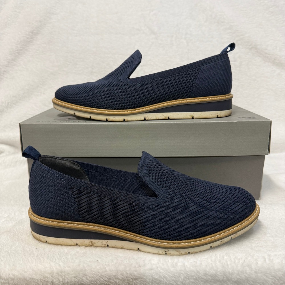 Adam Tucker 7M Alana Mesh Slip On Loafers Navy Nautical Coastal Comfort Walking